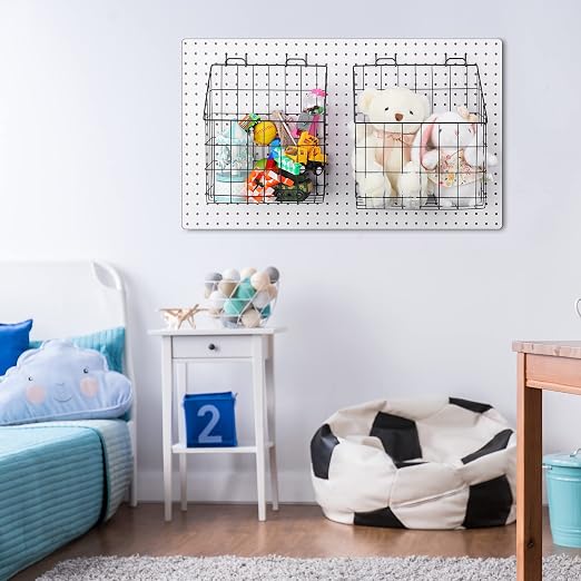 meekoo 2 Pcs Pegboard Baskets 12.4 x 7.5 x 12.8'', Peg Board Organizer - Image 5