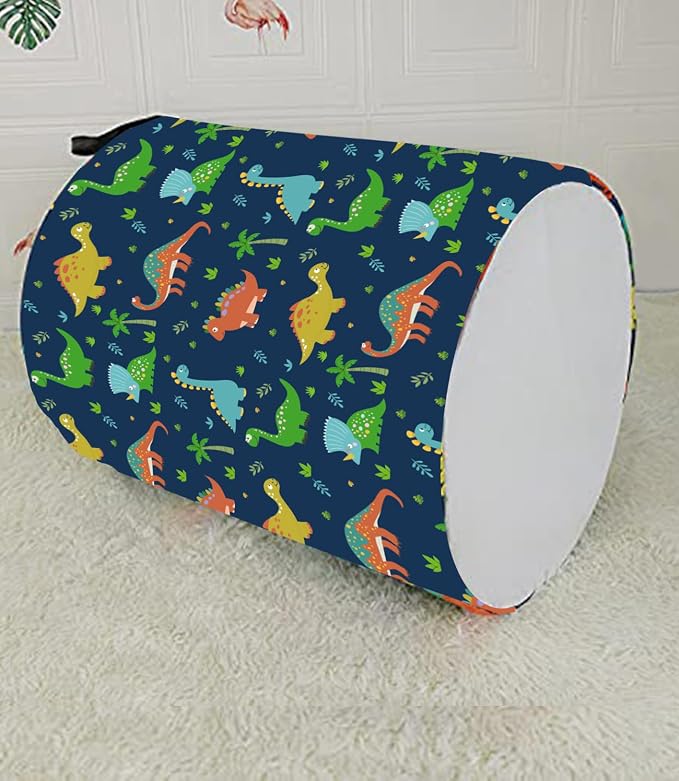 KUNRO Round Dinosaur Laundry Gift Basket Storage Hamper, Clothes Storage - Image 7