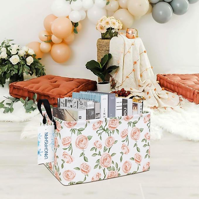 LANGYASHAN Rectangular Storage Bin Collapse Canvas Fabric Cartoon Storage Basket - Image 6