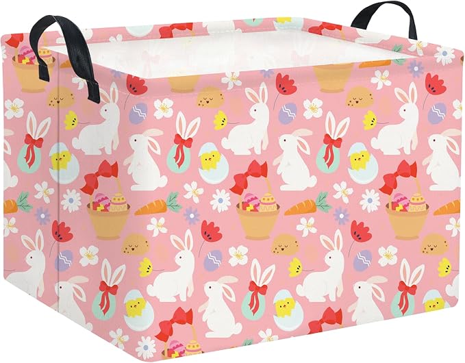 HIYAGON Rectangular Easter Basket Baby Girl Basket Fabric Storage Bin Organizer by HIYAGON