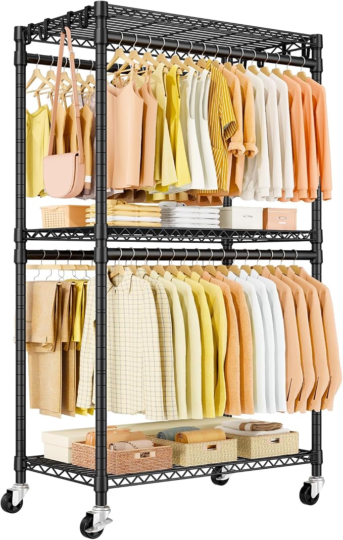 P5 Rolling Clothes Rack Heavy Duty, Clothing Racks by UlifHome