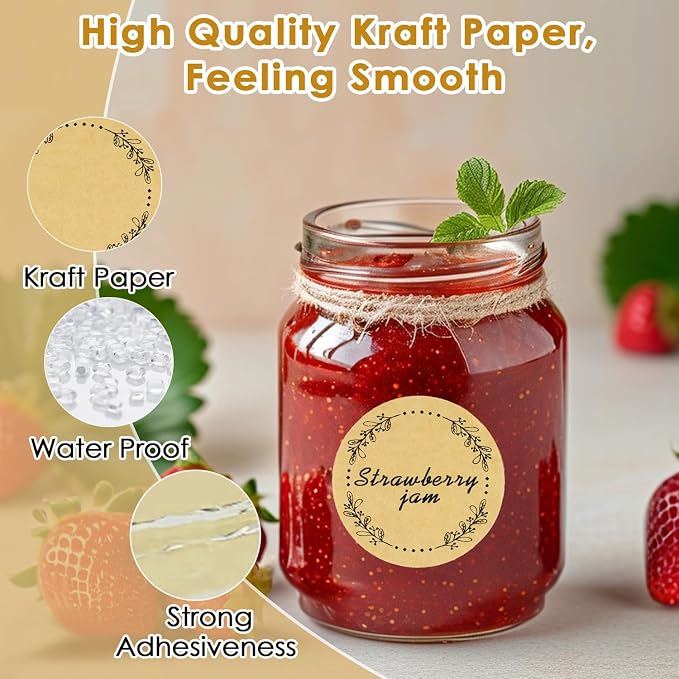 500pcs Canning Stickers Jam and Jelly Jar Labels, Gift Tags 4 Different Wreath - Image 3