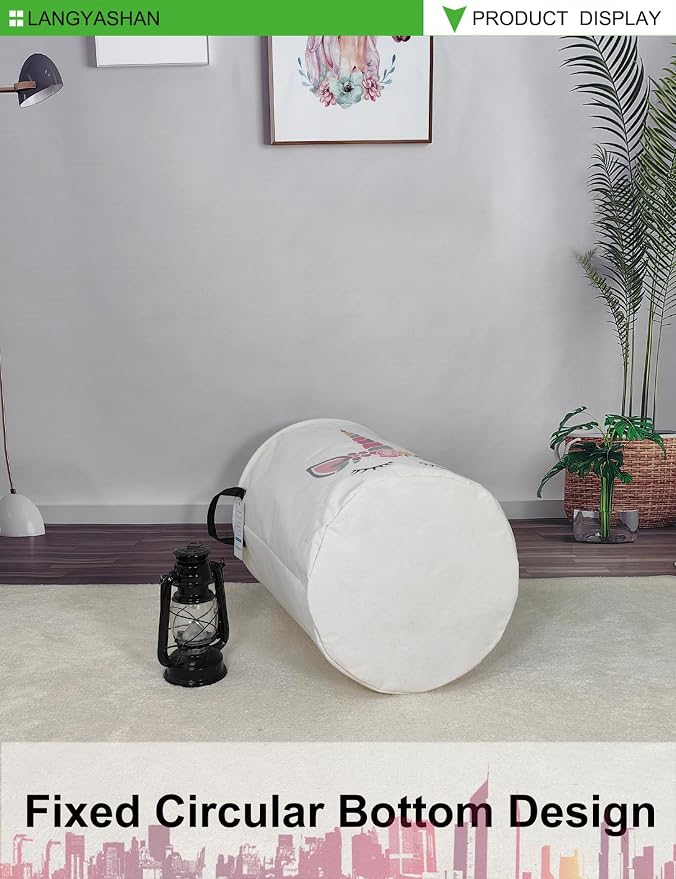 LANGYASHAN Laundry Basket Canvas Fabric Collapsible Organizer Basket - Image 7