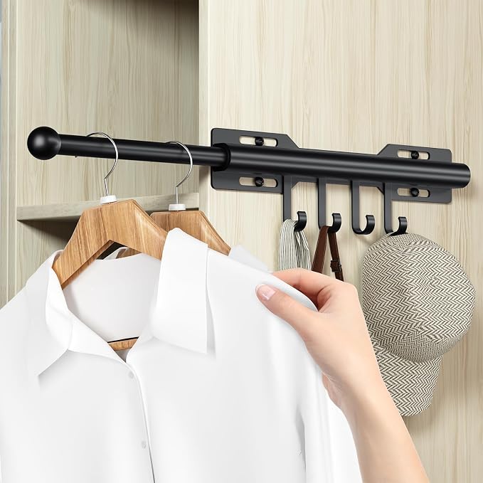 12 Inch Valet Rod for Closet Pull Out, Retractable Slide Out Clothes Hanger by Unknown