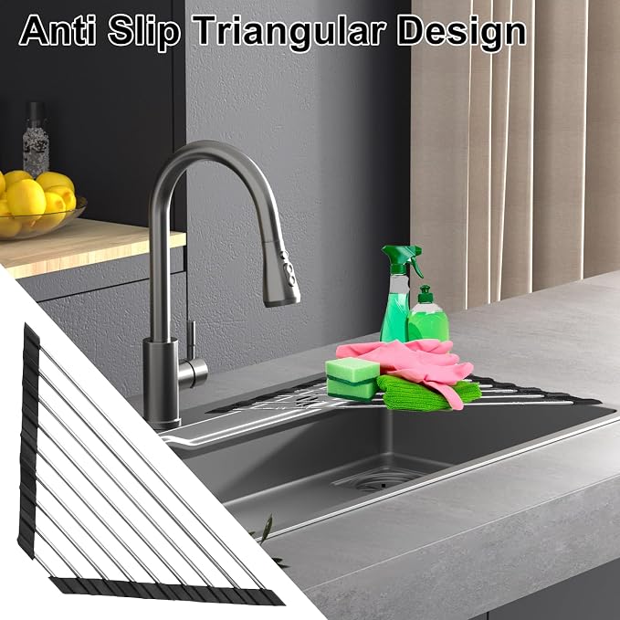 8Pcs Triangle Dish Drying Rack, Corner Stainless Steel Draining Rack, Foldable - Image 7