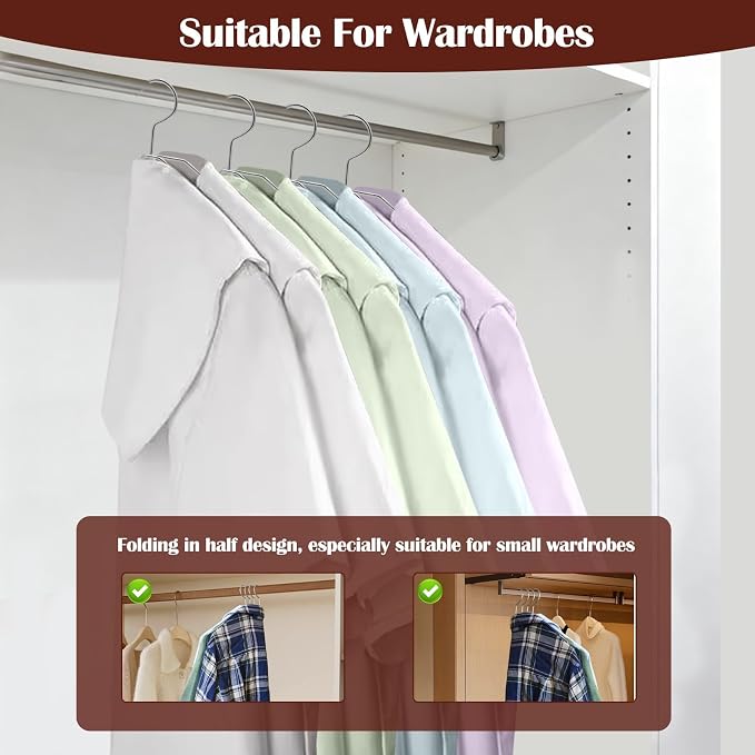 4 Pack Space Saving Hangers for Clothes, Foldable Metal Hangers - Image 4