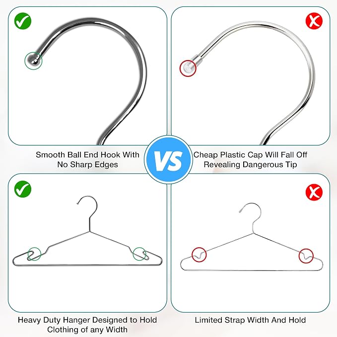 Heavy Duty Metal Hangers with Unique Hook Design Durable & Sturdy Coat Hangers - Image 4