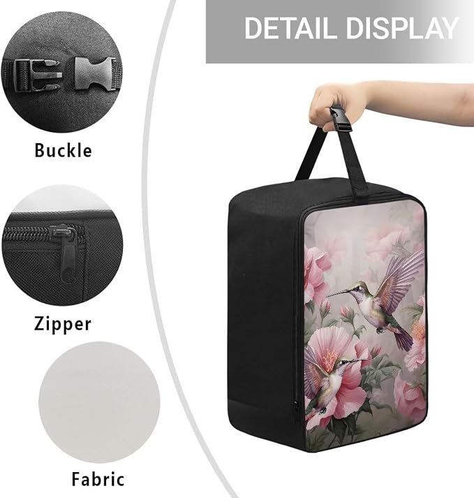 Steamer Carrying Case Pink Hummingbird Lightweight Zippered Organizer - Image 5