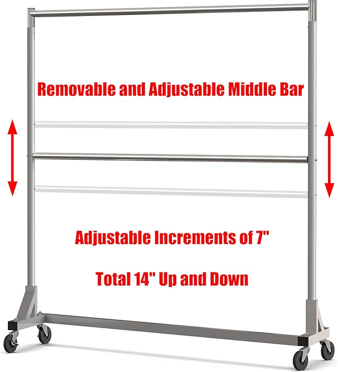 Simple Houseware Commercial Grade Z-Base Double Rod Garment Rack, 600lb Load - Image 7
