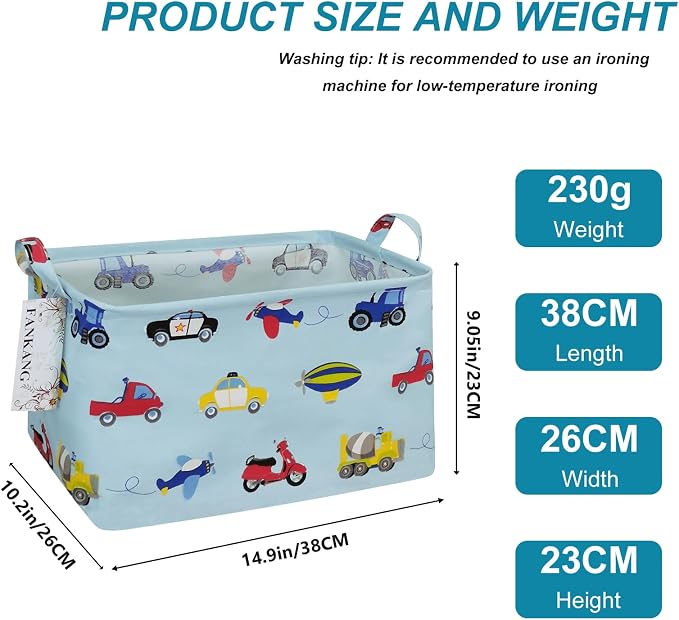 FANKANG Storage Basket, Nursery Hamper Canvas Laundry Basket Foldable - Image 2