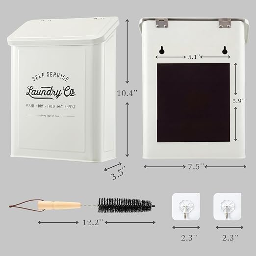 Magnetic Lint Bin for Laundry Room, Metal Trash Can - Image 4