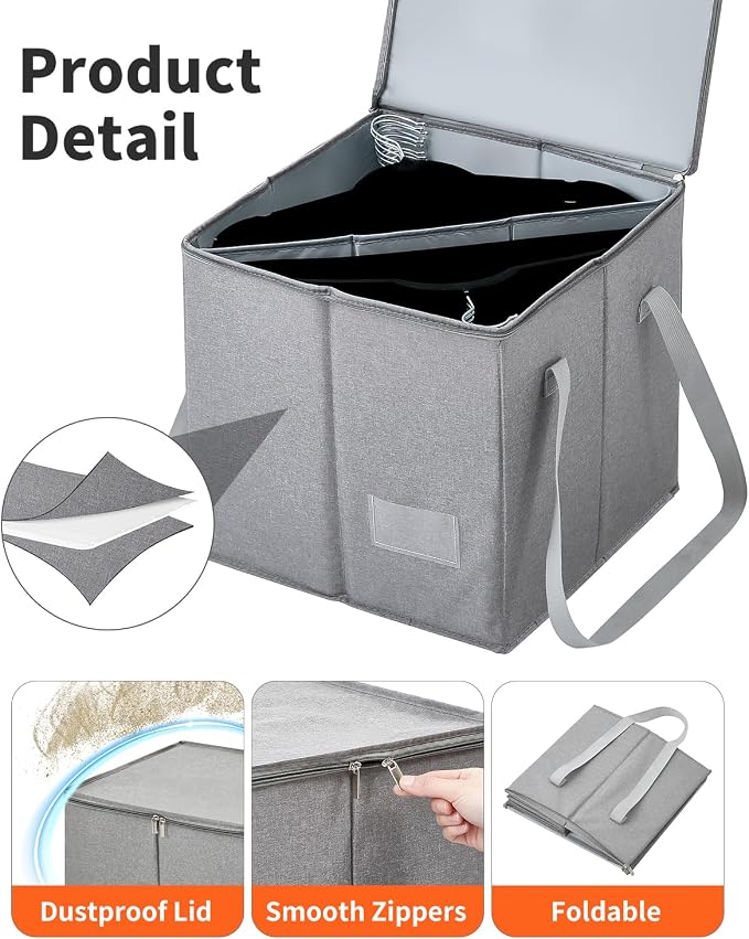 Qozary 2 Pack Clothes Hanger Organizer Bag-Rigid Hanger Storage Containers - Image 5