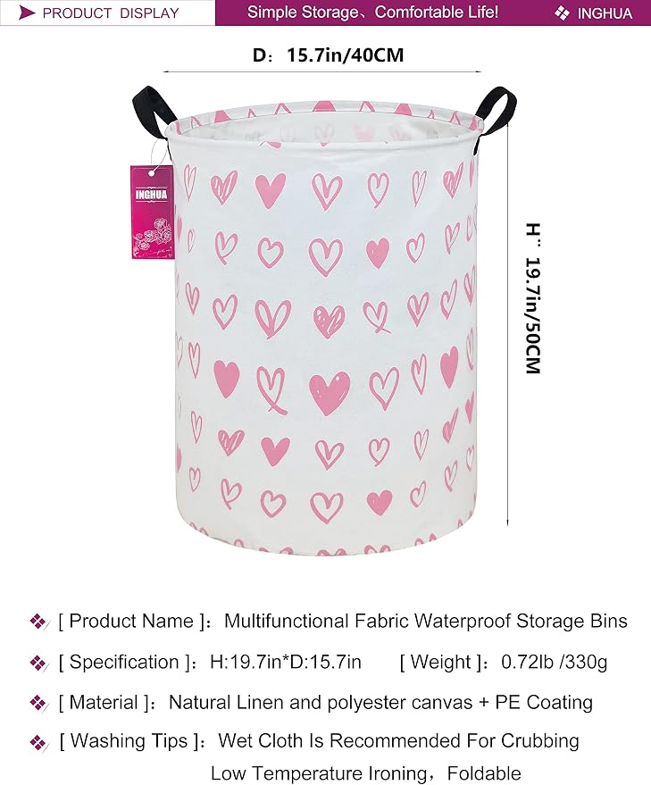 Laundry Hamper Large Canvas Fabric Lightweight Storage Basket/Toy - Image 2