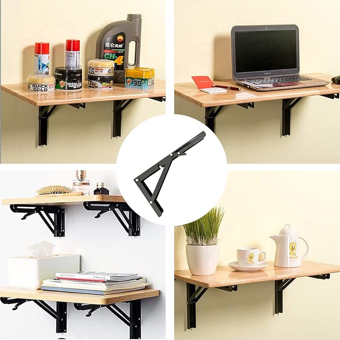 Folding Shelf Brackets, 20 Inch 4 Pcs Folding Shelf Hinge Heavy Duty Shelf - Image 5