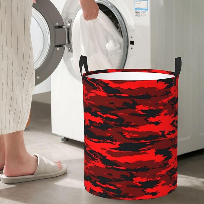 Red And Black Camouflage Laundry Hamper Bag - Image 6