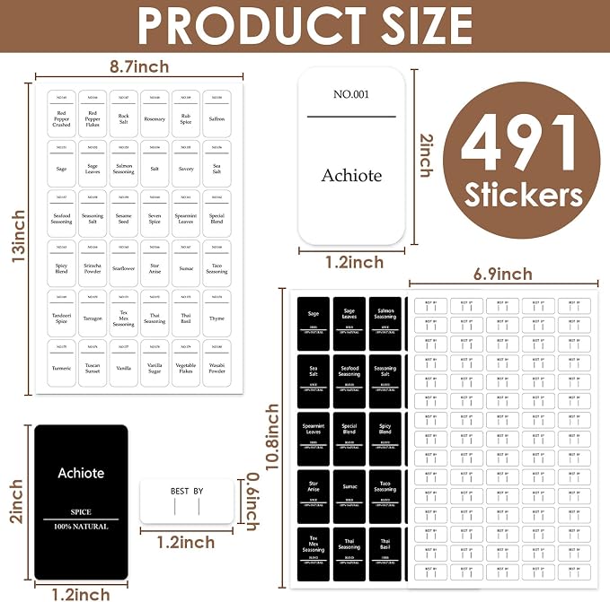 491 Pantry Labels for Containers, Preprinted Waterproof Stickers for Organizing - Image 2