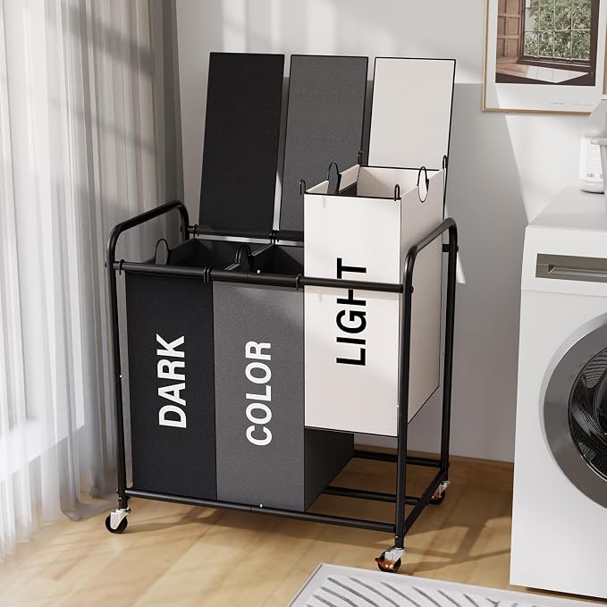 3-Compartment Laundry Cart by YKDIRECT