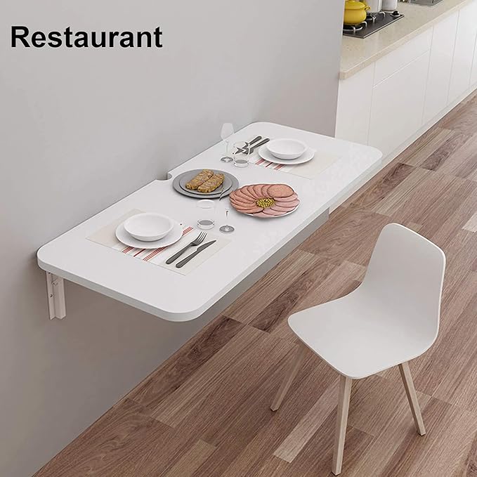 Desk Foldable Wooden Wall-Mounted Floor Table Space-Saving Floating Computer - Image 7