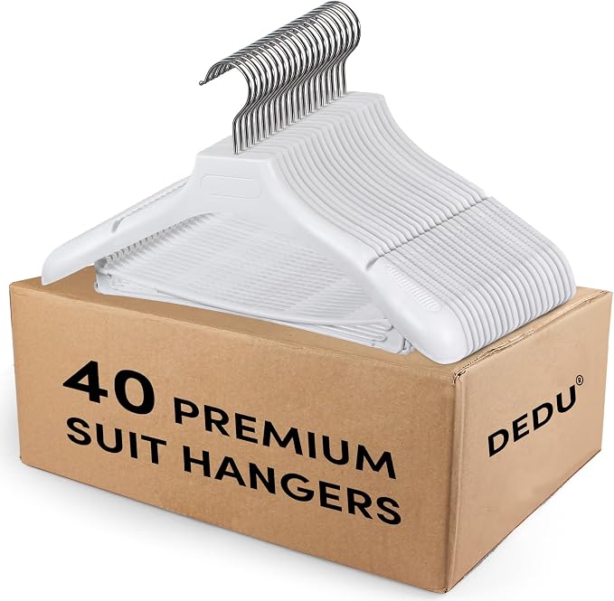 DEDU Suit Hangers for Men 40 Pack, Thick Plastic by DEDU
