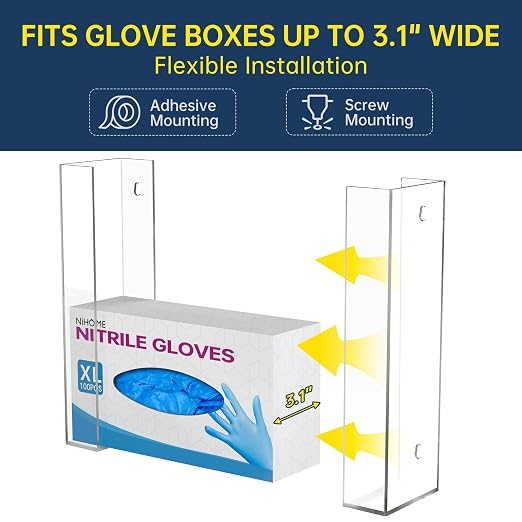 NiHome Multi-Tier Clear Acrylic Wall Mount Glove Box Holder Tissue Box Dispenser - Image 3