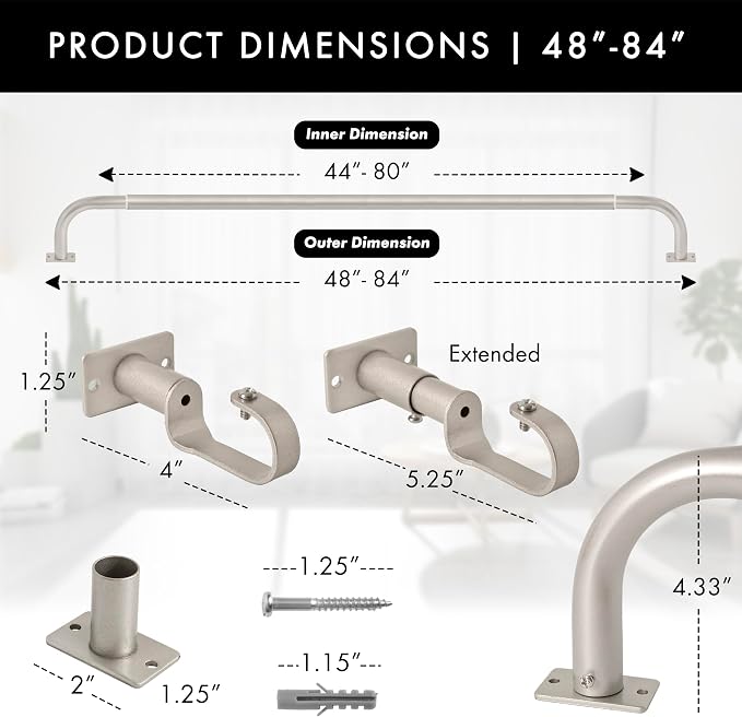 Meriville 1-Inch Diameter Wrap Around Blackout Curtain Rod - Image 2