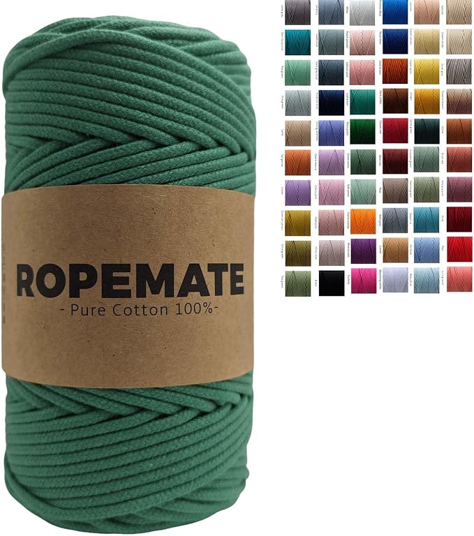 ROPEMATE 100% Cotton Macrame Cord 3mm x110Yards Soft Braided Cotton Rope String by ROPMEATE