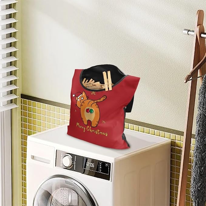 Cute Christmas Cat Hanging Clothes Pin Bag - Image 2