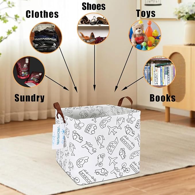 LANGYASHAN Square Storage Baskets Waterproof Canvas Children Laundry Nursery - Image 3