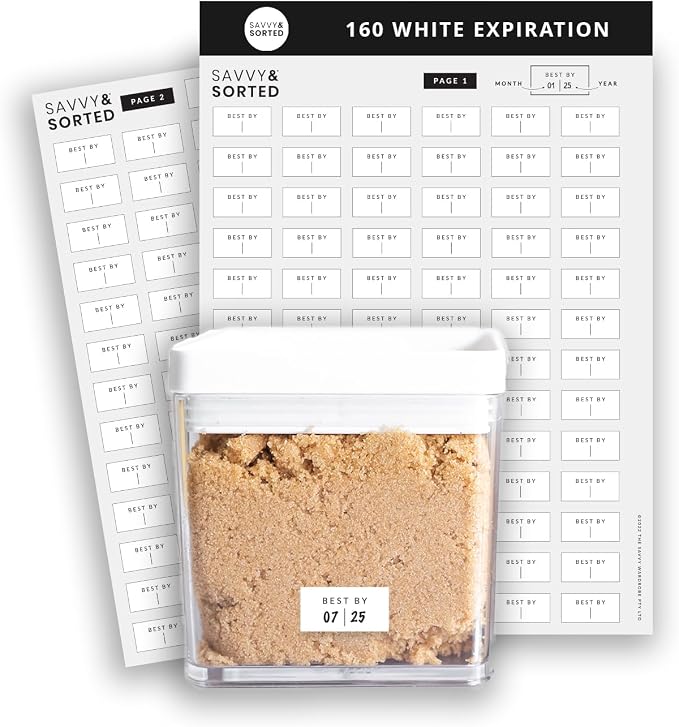 SAVVY & SORTED Expiration Date Pantry Labels, 160 Waterproof Food Expiration by SAVVYSORTED%C2%AE