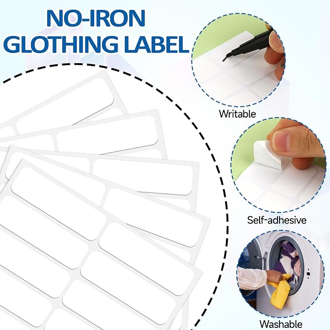 100Pcs Clothing Labels No Iron Waterproof Self-Stick Fabric Labels - Image 3