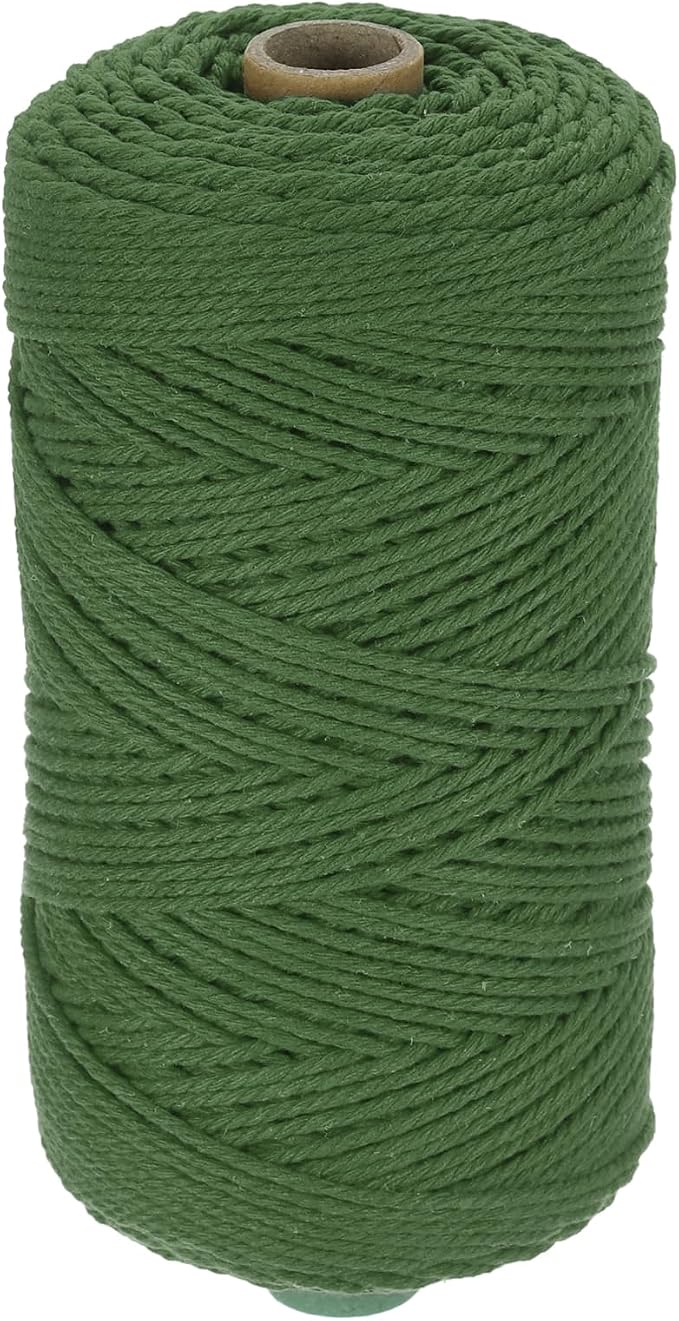 HARFINGTON Natural Macrame Cord 2mm x 220 Yards 3 Strand Twisted Cotton Macrame by HARFINGTON
