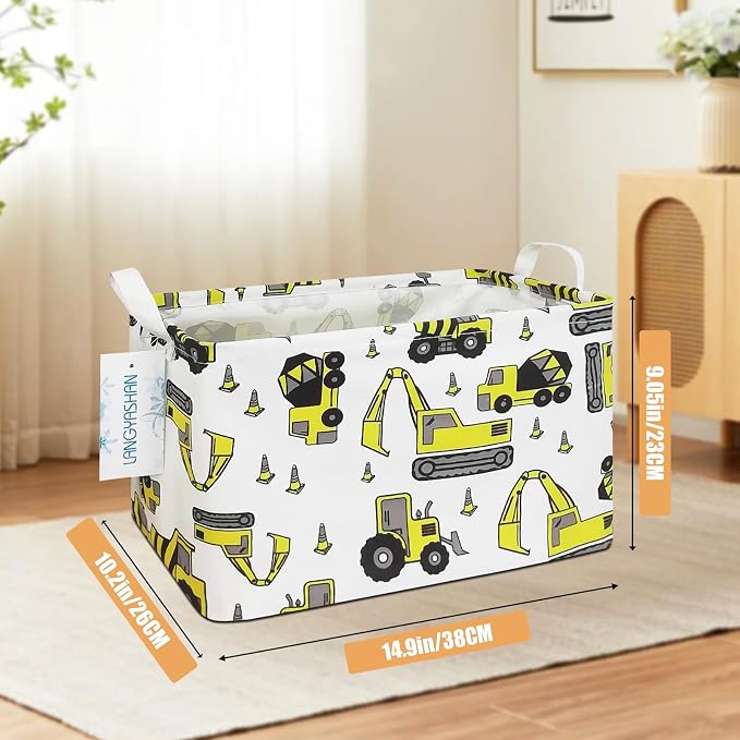 LANGYASHAN Rectangular Storage Bin Collapse Canvas Fabric Cartoon Storage Basket - Image 2
