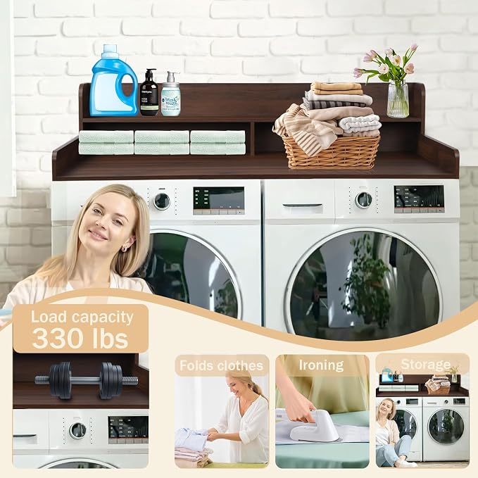 Washer and Dryer Countertop, 2 Tier Laundry Room Wood Countertop - Image 4