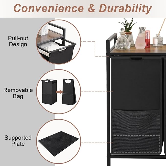 Extra Large Laundry Hamper, Laundry Hamper 3 Section - 210L Capacity - Image 3