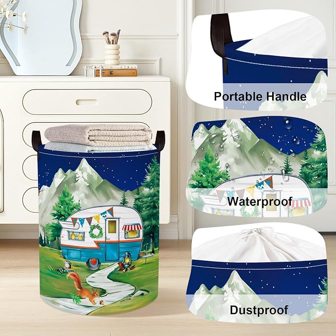 Night Camping Laundry Hamper Picnic Large Storage Basket Bonfire Collapsible - Image 4