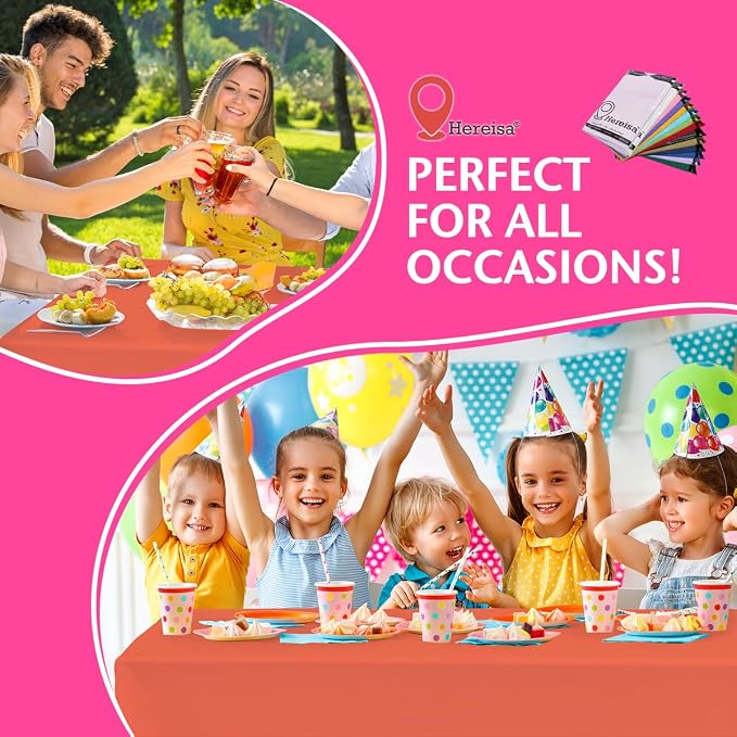 Disposable Plastic Tablecloth Coral 54x108 Inch, Dining Protection - Image 7
