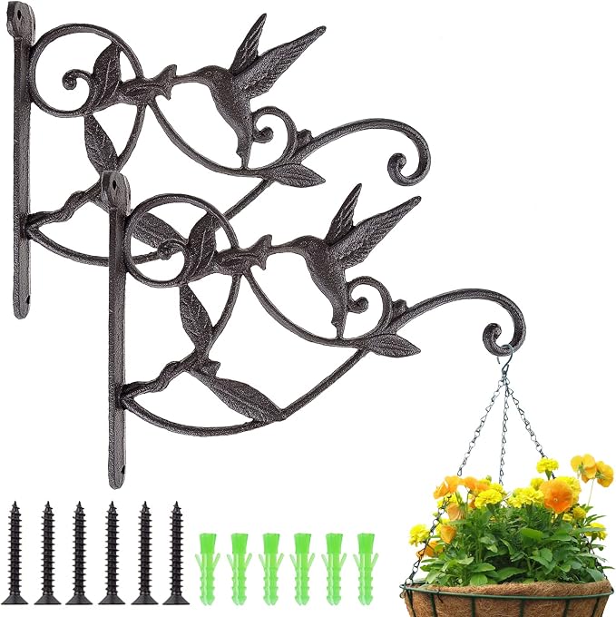 DEWEL Iron Plant Hangers, Outdoor Hanging Baskets by DEWEL