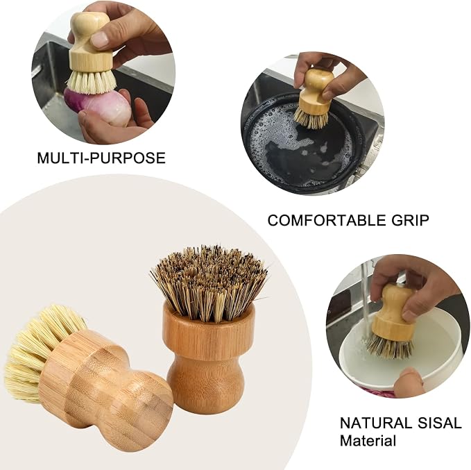 4 Piece Bamboo Dish Brush Set - Image 6