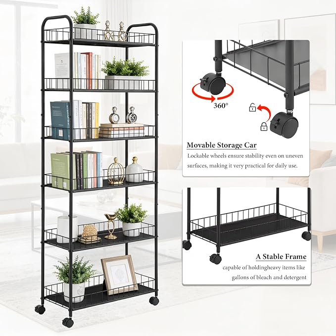 10in 6 Tier Slim Storage Cart - Image 8