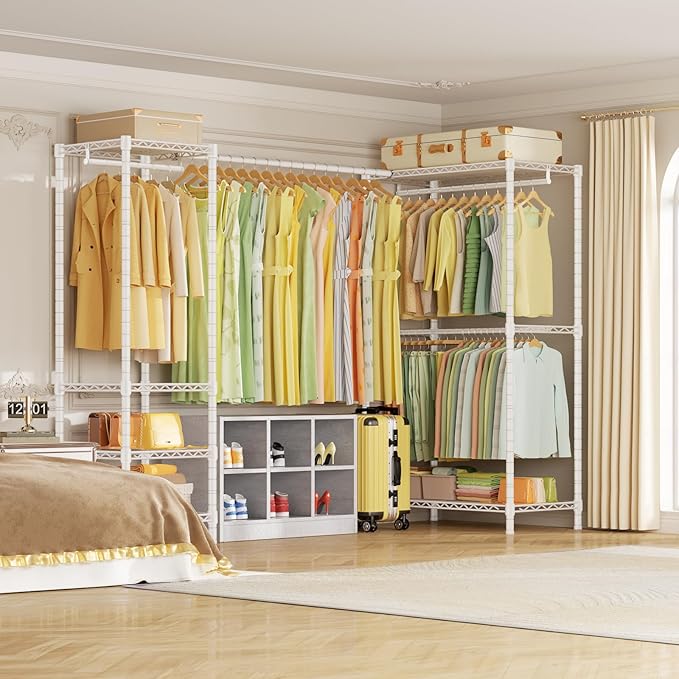 E10L L-Shaped Clothes Rack for Corner（With Expandable Hanger Rod）Heavy Duty - Image 7