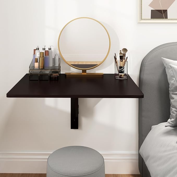 Wall Mounted Folding Desk, Fold Down Drop Leaf Table, Wood Laundry Floating Desk - Image 4