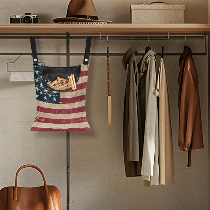 American Flag Clothespin Bag Reusable Laundry Clothes Pin Holder - Image 4