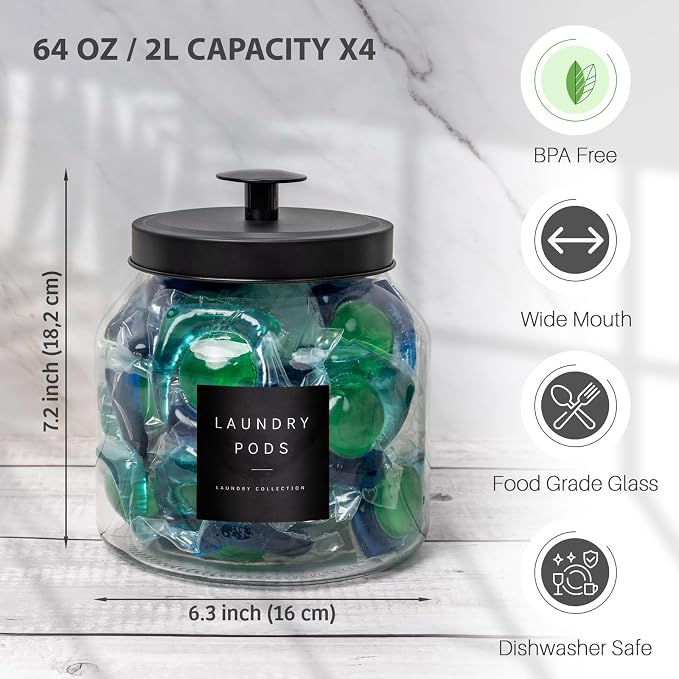 Glass Laundry Room Organization and Storage Set Containers - Image 3