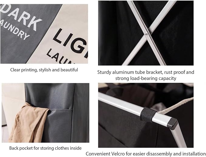 Two Grids and Three Grids Collapsible Laundry Sorter Hamper - Image 7