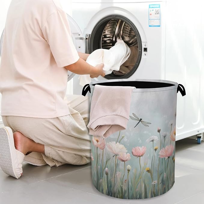 Dragonfly Laundry Hamper, Dandelion Flower Dirty Clothes Laundry Basket - Image 7