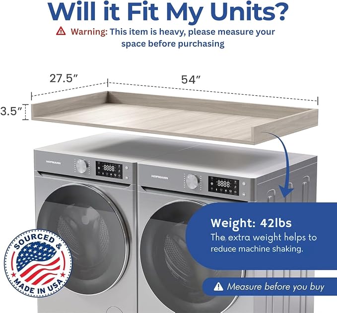 OfficeSimpli Washer Dryer Countertop, Made in USA, Non-Slip Pads, Laundry Room - Image 2