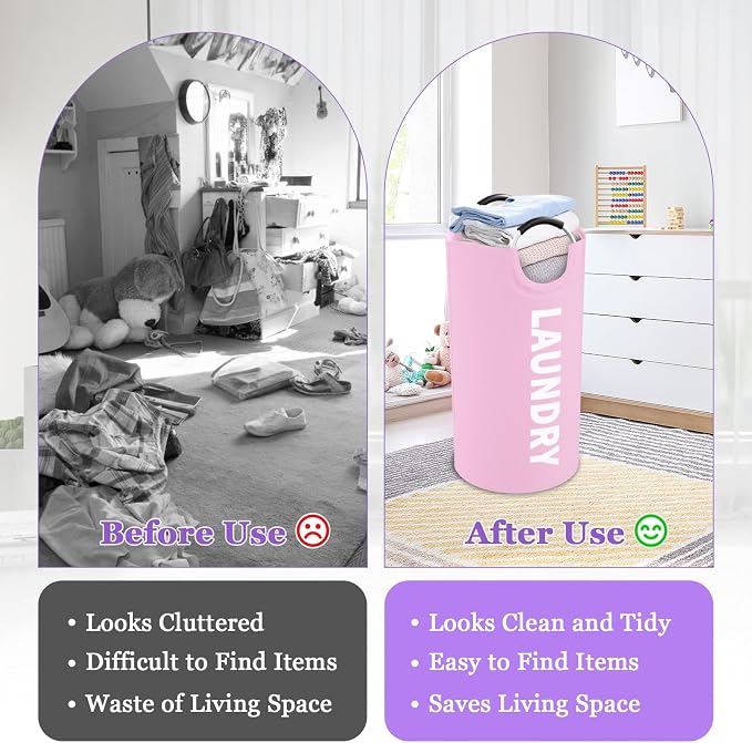 95L Large Laundry Basket with Handles, Foldable Clothes Hampers Stand Up Well - Image 3