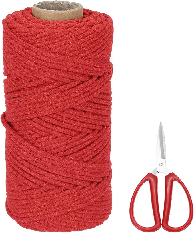 MECCANIXITY Braided Macrame Cord, 4mm x 109 Yards Natural Cotton Rope Macrame by MECCANIXITY