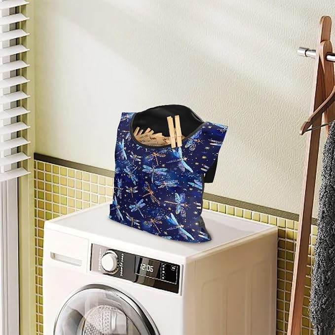 Galaxy Dragonfly Print Handy Laundry Clothespin Bag Holds 100 Medium-Sized - Image 3