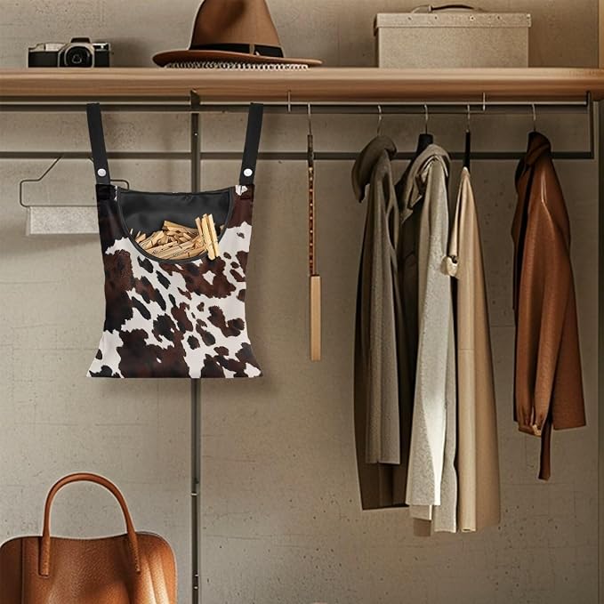 Cow Hide Pin Collector Bag Dust-Proof Wall Hanging Organizer Large Capacity - Image 4